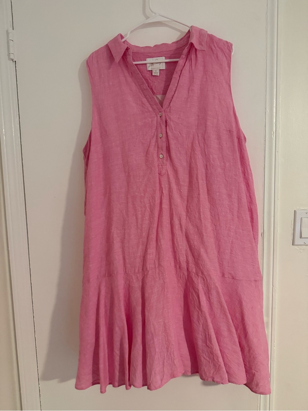 Lilly Pulitzer Sleeveless Pink Linen-Blend V-Neck Mini Dress